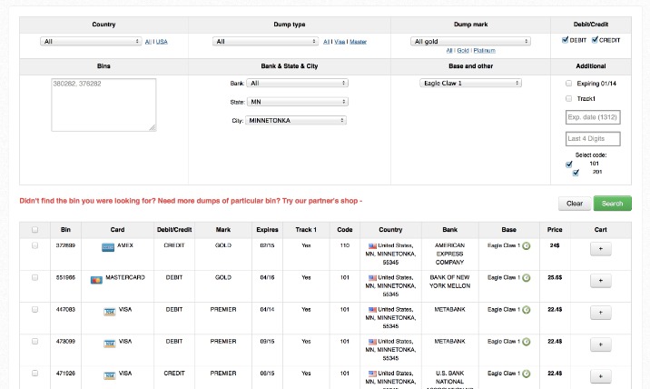 dark web credit cards